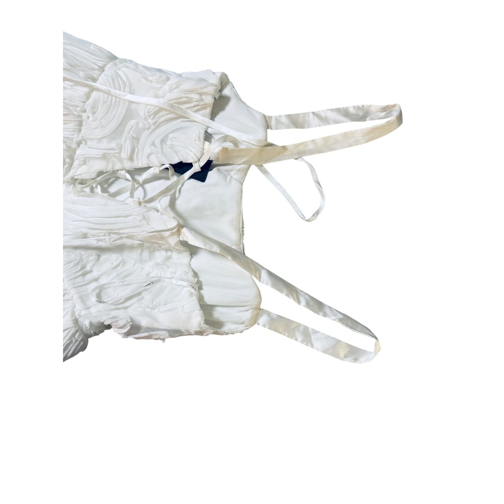 NWT Lulus Size Medium Perkins White Textured Lace-Up Corset Midi Dress - Picture 7 of 9